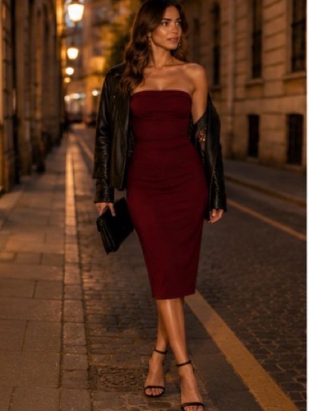 Red Strapless Bodycon Dress